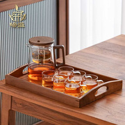 榜盛胡桃木飘逸杯玻璃茶具茶水，分离办公室家用泡茶神器高档泡茶壶