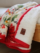 美式圣诞风仿羊羔绒珊瑚绒毯加厚双层毛绒小毯子盖腿毯午睡沙发毯