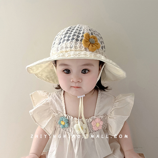 宝宝帽子夏季遮阳防晒帽婴儿可爱超萌男童，女童薄款儿童大檐太阳帽