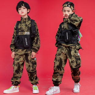儿童迷彩服装男童军装，吃鸡套装女童帅气潮流，嘻哈街舞演出服中国风