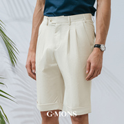 吉约蒙夏季薄款短裤，米白色宽松直筒休闲裤男士，百搭潮流帅气五分裤