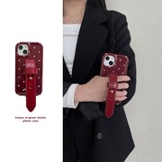 恬妤 新年红皮带手腕带适用于苹果14pro手机壳iPhone13pro白波点12promax小众11promax小众14promax
