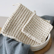 餐垫棉线编织家用ins风拍摄背景垫棉绳厚款方形隔热盘垫杯垫锅垫