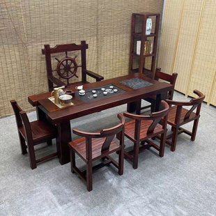 老船木茶桌椅组合功夫茶台实木，茶艺桌家用小茶桌客厅新中式喝茶桌
