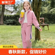 女童外套2024洋气学生运动，套装女大童春秋季时髦秋装两件套潮