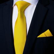 领带男正装商务高档西装衬衫纯色金黄色休闲小领带潮韩版新郎结婚
