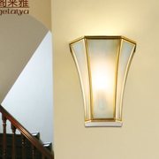 美式卧室床头灯单头壁灯 欧式客厅背景墙楼梯壁灯简约 复古全铜灯