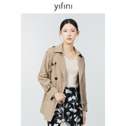 Yifini/易菲韩版通勤中长款风衣外套女春秋宽松休闲上衣