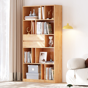 客厅书柜储物柜一体落地北欧现代简约玻璃门原木色靠墙沙发边收纳
