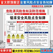 锯床安全风险点告知牌卡危险源预防措施机械，机器设备操作标识牌，标志标示指示警告提示贴纸警示牌定制fxd76