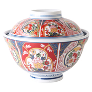 雅之器带盖碗单个手绘金色家用陶瓷碗饭碗泡面碗大碗日式碗带盖