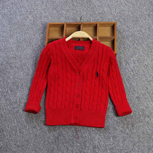 秋冬装宝宝红色针织衫纯棉，婴儿毛衣1-2-3-4岁男童，女童小童开衫外