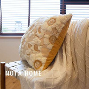 北欧田园刺绣抱枕黄色枕套客厅沙发靠垫床上睡觉枕套方形车用靠枕