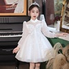 儿童生日礼服蓬蓬裙小女孩，公主裙主持人钢琴表演服伴娘白色连衣裙