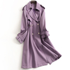 紫色爱心双排扣英伦风翻领，收腰修身显瘦外套长袖中长款女风衣m603