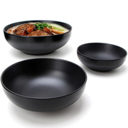 黑色烤肉拌饭碗韩式塑料商用羊肉粉碗仿瓷冷面碗麻辣烫碗密胺餐具