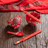 中式红色陶瓷结婚吃饭碗，情侣对碗婚庆，嫁妆礼物伴娘碗筷勺套装