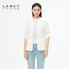 LANCY/悦朗姿女装2023夏季薄款白色五分袖西装外套女收腰显瘦