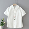 2024夏季日系小众衬衣上衣，设计感娃娃，领短袖白衬衫女t恤学生