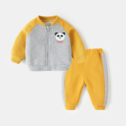 婴儿春秋装套装幼儿0-3岁女童，外穿外套开衫长裤男宝宝衣服两件套