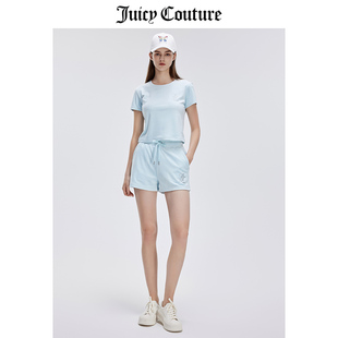 juicycouture橘滋套装，女夏季运动休闲多巴胺天鹅绒，t恤短裤