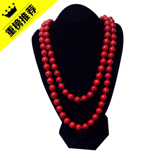 韩国长款松石项链女饰品，配饰毛衣链秋周长，1.2米10mm红色圆珠