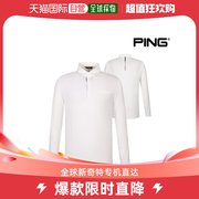 韩国直邮PING 男士 商标 花纹 领子 长袖 T恤 P111B3TO021_WH