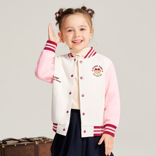 精典泰迪品牌女童外套春装，2024儿童棒球服春秋，款洋气宝宝时髦