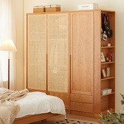 北欧实木大衣柜樱桃木对开门衣橱日式卧室柜子，简约组合收纳柜家用