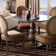 美式乡村餐桌椅组合外贸出口复古实木餐厅家具法式欧式圆桌咖啡桌