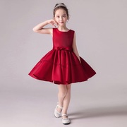 公主裙2022女童蓬蓬，短裙主持人儿童钢琴，夏季红色小礼服演出服