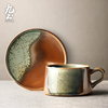 日式陶瓷咖啡杯带碟套装单品咖啡杯，家用手工仿柴烧咖啡杯下午茶杯