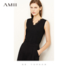 Amii2024春季蕾丝拼接设计V领宽肩吊带背心女百搭无袖上衣