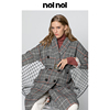 nolnol英伦风双排扣外套女中长款赫本风，2020流行格子羊毛呢大衣