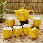 家用景德镇茶具套装陶瓷，茶壶茶杯整套青花瓷，双层茶台茶海