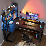 转角电脑桌台式家用书桌双人，书架一体组合办公桌拐角l型电竞桌子