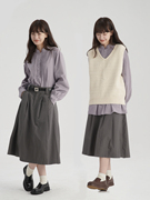 KeepBlue “紫藤花”中式领紫色衬衫设计感小众气质长袖衬衣女