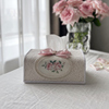 韩式浪漫米白刺绣蕾丝纸巾盒，高档珍珠蝴蝶结，布艺家用车用抽纸盒