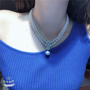 天然淡水珍珠多层项链简单时尚气质锁骨链女珍珠，6-7mm短款项链