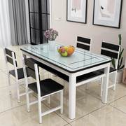钢化玻璃餐桌椅组合家用长方形饭桌简约现代经济型双层4人6人桌子