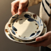 日本进口美浓烧手作复古风花，陶瓷盘子日式菜盘蛋糕碟家用圆形骨碟