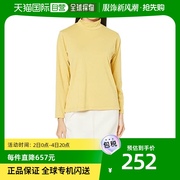 日本直邮美津浓Mizuno女士高领长袖T恤羊毛触感芥末酱黄色S