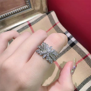LOVE高级感水晶花朵戒指女 满钻气质夸张个性简约网红食指戒
