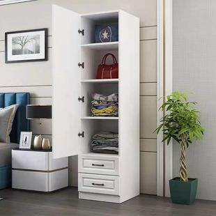 欧式衣柜简易单人衣柜窄立柜阳台，卧室角柜木质收纳带门三抽屉柜子