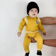定制儿童圆领针织衫套装春秋季婴幼儿弹力毛衣男宝宝洋气毛衣两件