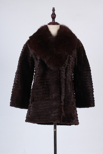 TM268-03522古着vintage冬季保暖真皮草貂绒狐毛领外套