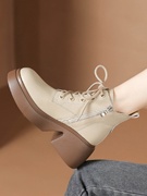 马丁靴女高跟靴2023英伦风侧拉链今年流行的增高粗跟厚底短靴