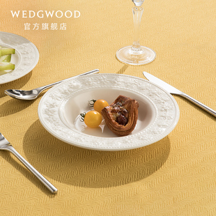 wedgwood威基伍德欢愉假日，象牙白色深盘汤盘陶瓷，欧式餐具盘子餐盘