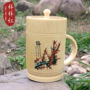 带柄杯带盖本色，竹杯茶杯水杯天然环保旅游景区竹子工艺品