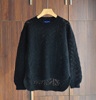 韩国订单黑色镂空钩花马海毛毛衣前短后长设计小众宽松羊毛打底衫
